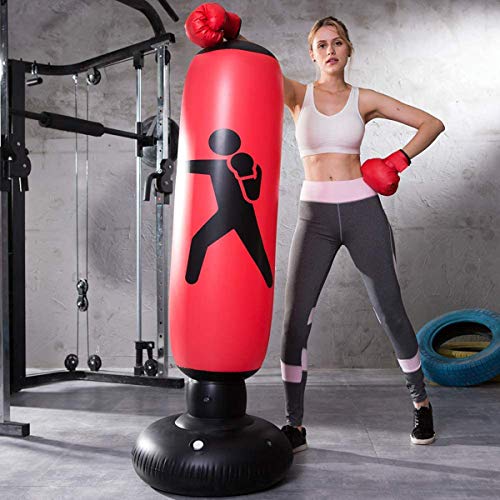 LOVEYIKOAI Inflatable Standing Punching Bag Fitness Punching Bag for Kids Teenage or Adults,Heavy Punching Bag Freestanding Fitness Sport Stress Relief Boxing Target (Red)
