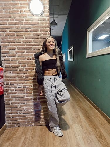 Image of Rolanko Girls Cargo Pants for Kids Loose Streetwear Hip Hop Dance Cotton Cargo Jogger Pants for Kids 4-15 Years