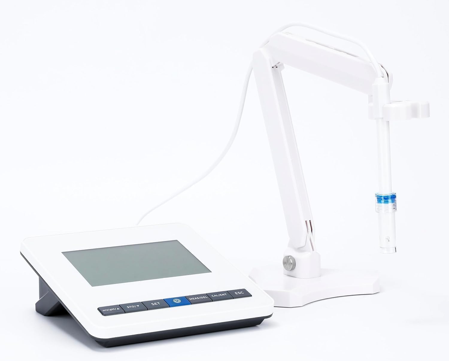 Lab PH Tester Benchtop pH Meter Analyzer with pH Buffer Powder pH Range -2.00～18.00 Error ±0.01 Data Storage 50 Sets 3-Point Calibration mV Range -999～1999 Movable Bracket Type Auto-Shut Off