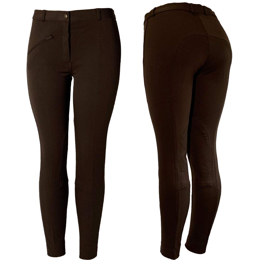 Astile Ladies Woven JODPHURS JODHPHUR Jodhpur JODPUR Soft Stretchy Horse Riding Trouser (Brown, UK 8 (Waist 26''))