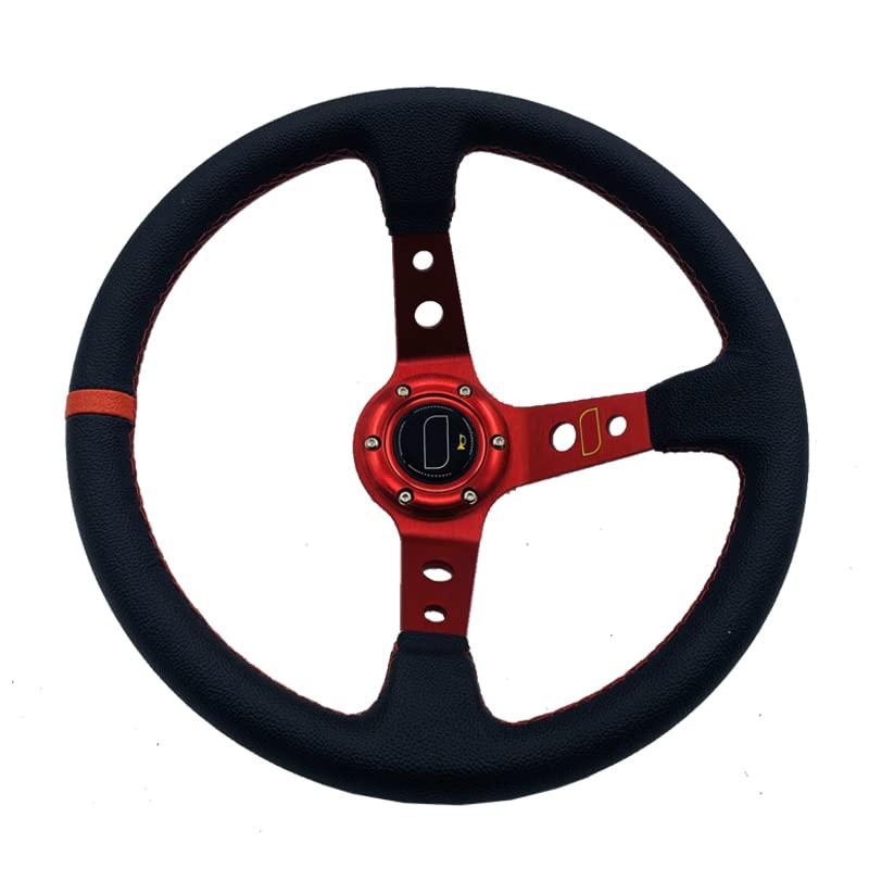 Volante, Volanti Volante da Corsa in Alluminio da 6 bulloni 350mm 14 Pollici con Piatto Profondo for Auto Sport Volante con PVC. Cuoio del Tasto Horn