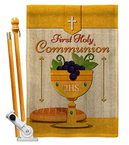 Breeze Decor Holy Communion Burlap House Flag Set Religious Faith Hope Grace Peace Dove Christian Religion Easter Decoration Banner Small Garden Yard Gift Double-Sided, Made in USA