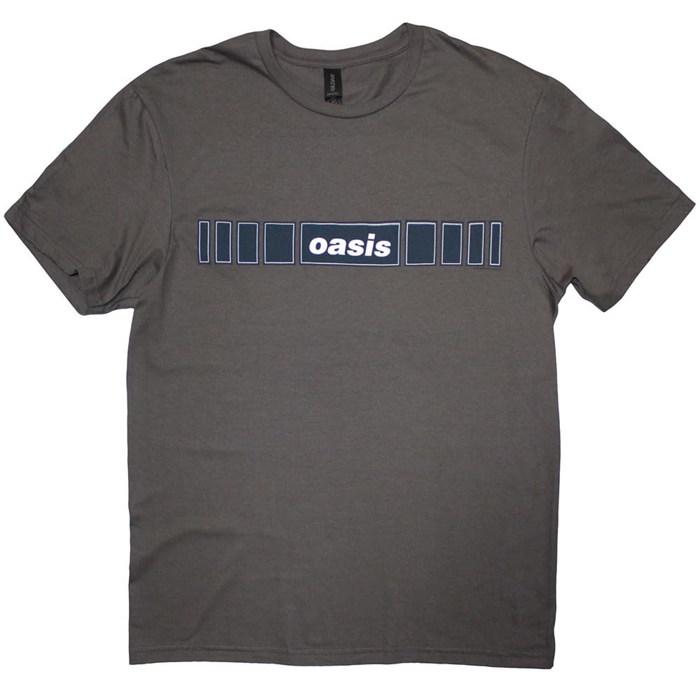 Oasis (, Medium) T-Shirt: Horizontal Bars Logo (Charcoal ) Grey
