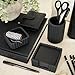 KIBAGA Modern Aesthetic Desk Accessories Set of 3 - Stylish Concrete Organizers for Pens & Office Supplies - A Cute and Functional Addition to Your Workspace Decor