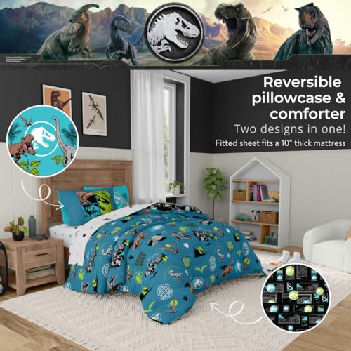 image for Franco Jurassic World Kids Bedding Super Soft Cozy Reversible Microfib