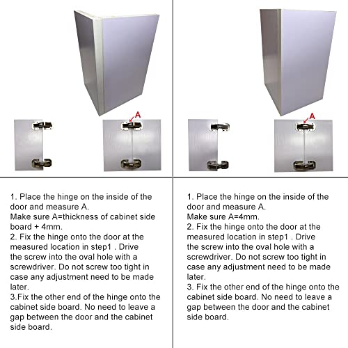 4 Pcs Soft Close Damping Hinges, Concealed Kitchen Cabinet Hinges, Frameless Hidden Hinges For Cupboard Door, Easy Installation Surface Mount Hinges With 32Pcs Stainless Steel Screws, 90 Degree #TOP7