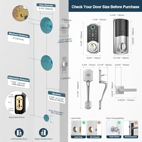 SMONET Front Door Lock Set, Smart Lock with Handle, Keyless Entry - image 2