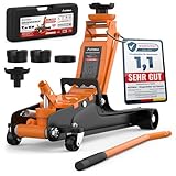 Wagenheber 2,5T extra flach – Hydraulischer Rangierwagenheber mit Transportkoffer, 3 Gummiauflagen & Adapter – Auto Wagenheber für PKW bis 2.500 kg (Orange)