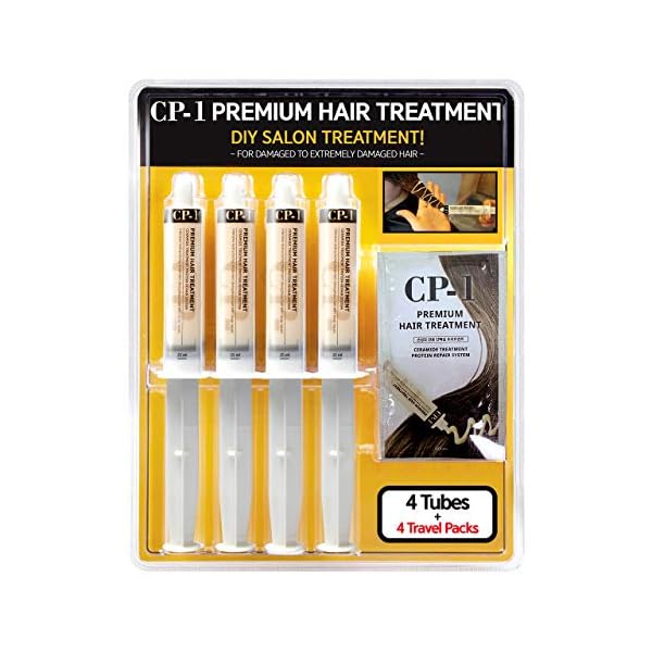 CP-1 Premium Professional Hair Mask Deep Conditioning Keratin Protein Hair Treatment for Dry Damaged Hair, Ceramide Repair System 25ml x 4 Tubes, free additional 4 travel packs