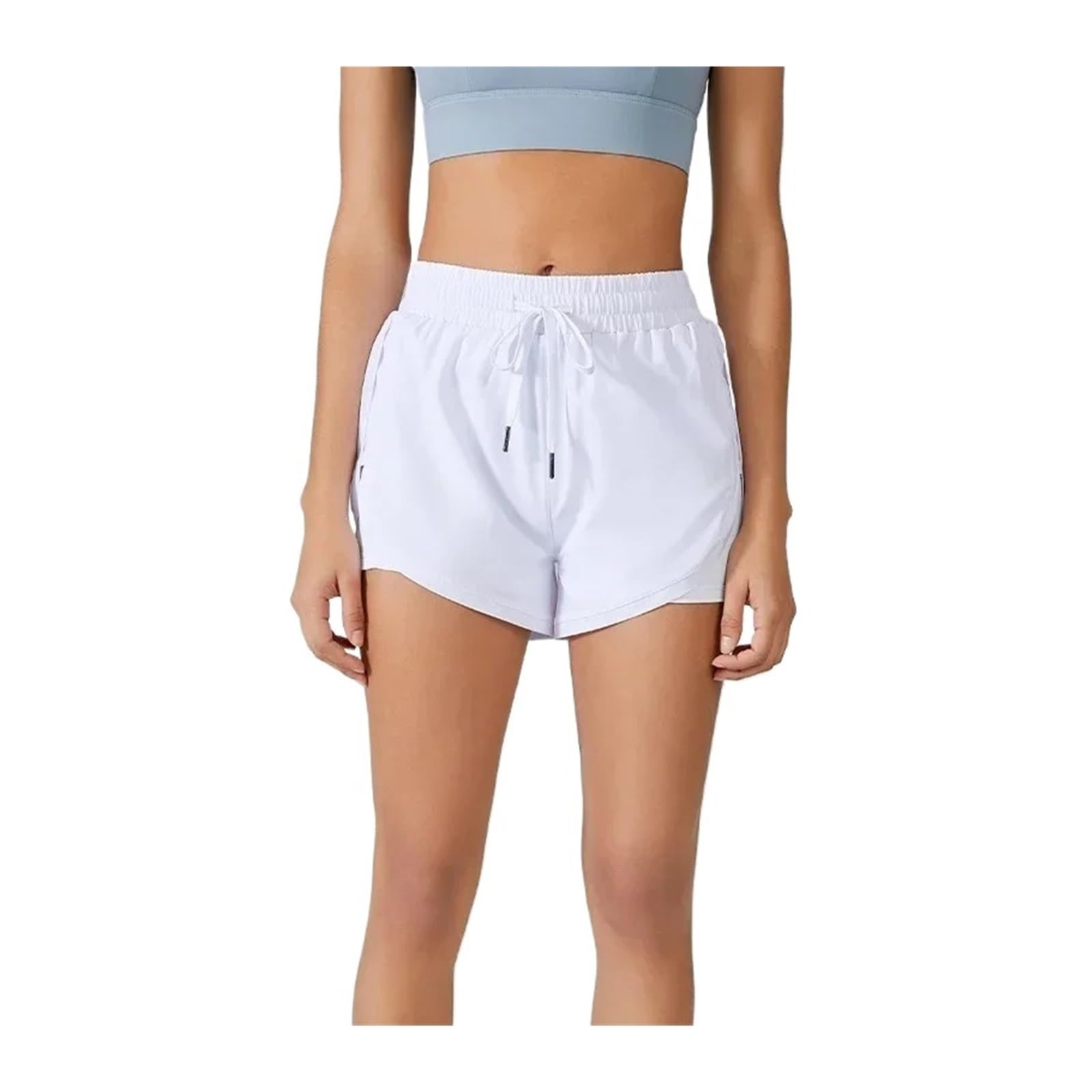 Yoga Pantaloncini Pantaloncini da Corsa da Donna, Abbigliamento da Yoga, Fitness, Allenamento Estivo, Leggings da Jogging da Donna, Pantaloncini Sportivi da Palestra(White,L)