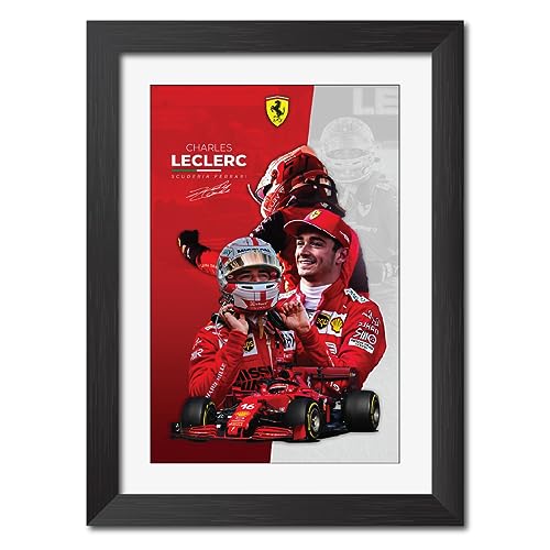 Image of TenorArts Charles Leclerc Poster F1 Driver Posters Formula One Photo Frame Painting with Matt Finish Black Texture (12 inches x 9inches)