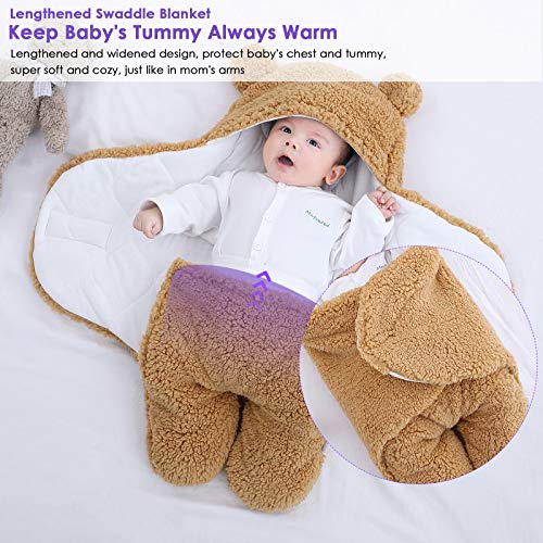 Gojiny Neonato Swaddle Coperta Invernale Neonato Morbido Caldo Peluche con Cappuccio Sacco a Pelo