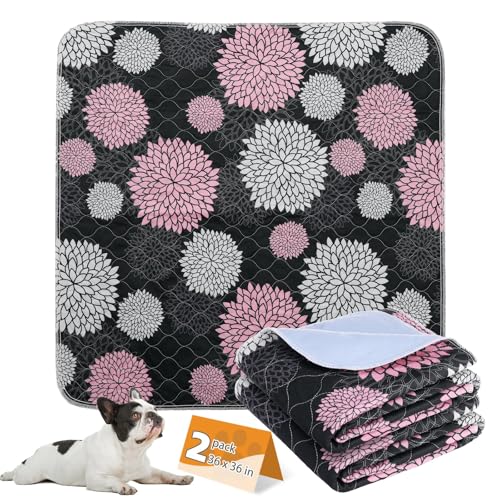 Image of KOOLTAIL Washable Pee Pads for Dogs, 2 Pack Super Absorbent Reusable Puppy Training Pads Waterproof, Nonslip and Leak-Proof Dog Pee Pads, Large Pet Mats Whelping Pads for Floor, Crate, Couch, 36 inchx36 inch