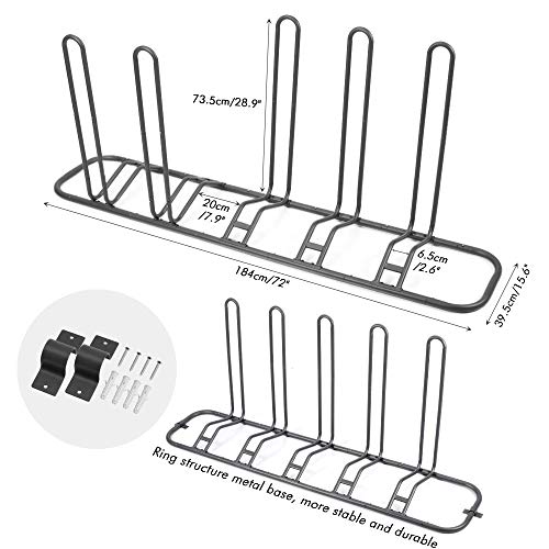 Ikkle Bike Parking Stand, Bike Rack Bicycle Floor Parking Stand For 5 Bikes, Adjustable Dual Purposes Bike Storage Holder For Garage, 2 Extra Floor Anchor Brackets Available, Indoor And Outdoor Use #TOP1