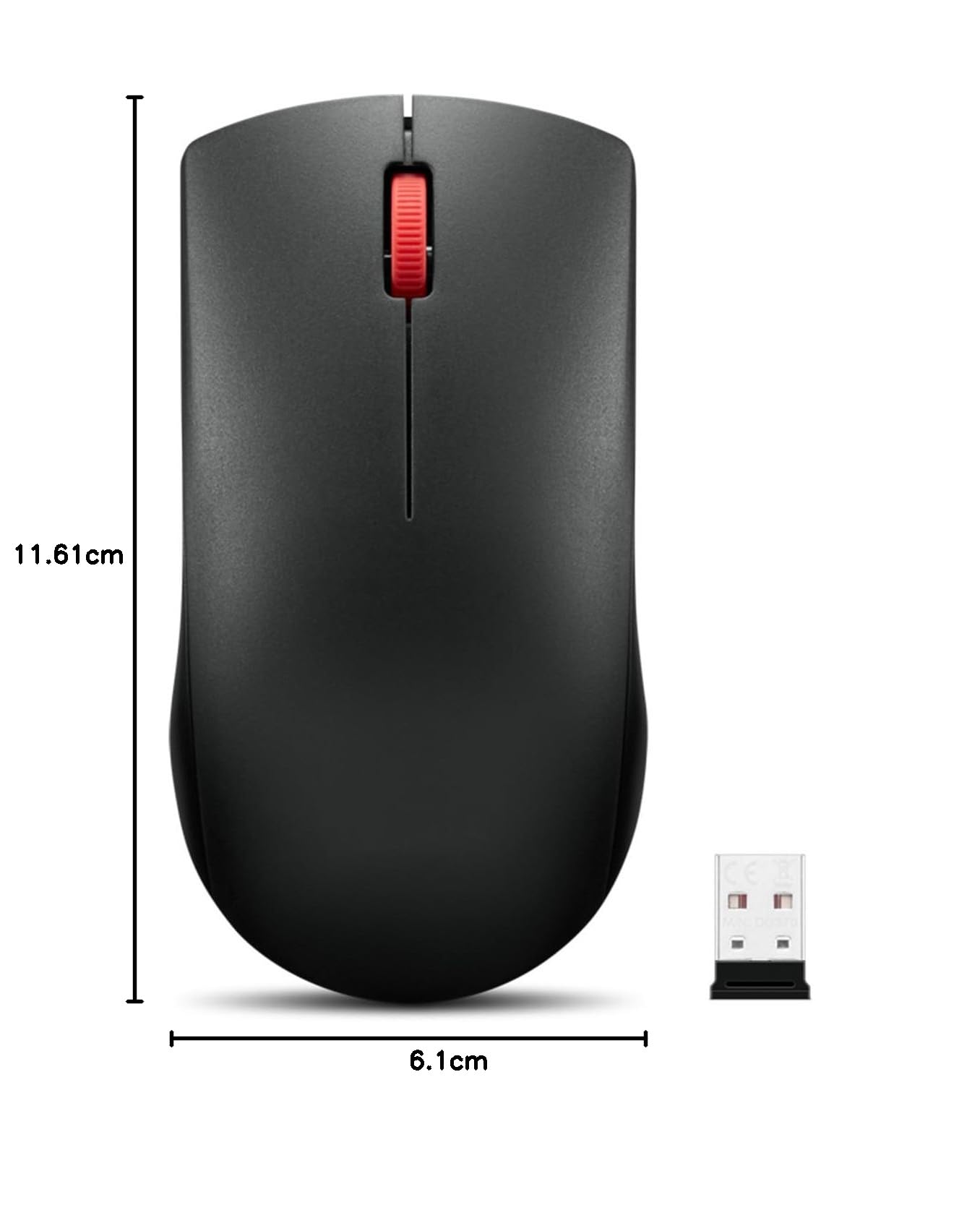 Lenovo Kabellose Maus (WL150) – 2,4 G Nano USB-A beidhändig bedienbare, ergonomische Maus – 3 Millionen Klicks, 1.000 DPI – tragbares, kompaktes kabelloses Design – Computer- und Laptop-Zubehör
