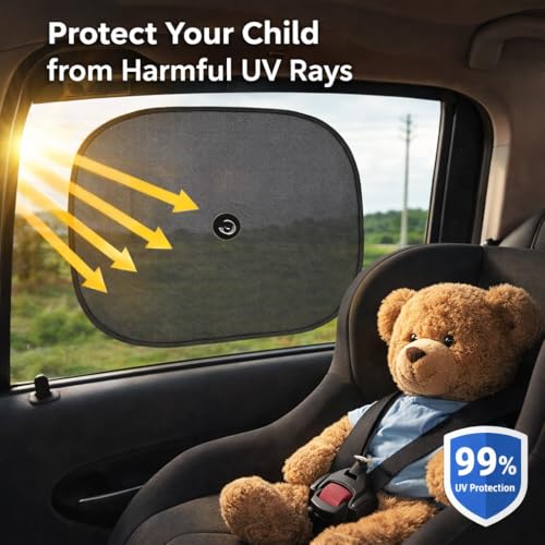 Image of AutokraftZ 𝗨𝗻𝗶𝘃𝗲𝗿𝘀𝗮𝗹 Car Window Sun Shade Protector for Heat Reduction 𝗣𝗔𝗖𝗞 𝗼𝗳 𝟮 with Suction Cup Easy to Use | Car Glass Cover for Sunlight | Shield & Blinds with 𝗘𝘅𝘁𝗿𝗮 𝗗𝗮𝗿𝗸