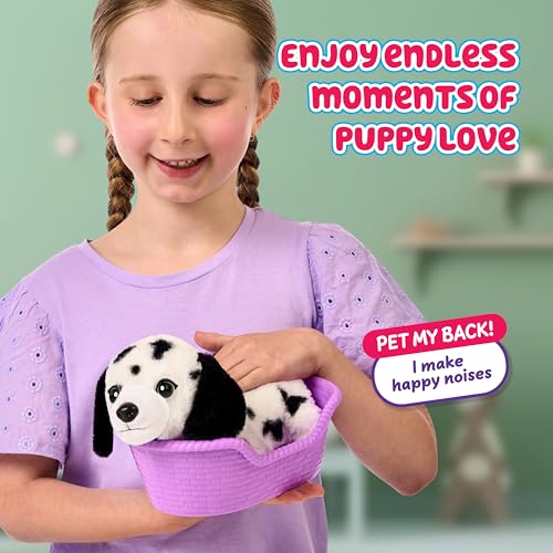 Little Live Pets My Really Real Puppy Minis – Pepper der Dalmatiner, interaktiver Puppy mit 20+ Geräuschen und Reaktionen, inklusive Korb zum Präsentieren, niedliches Geschenk für Kinder (11 cm groß)