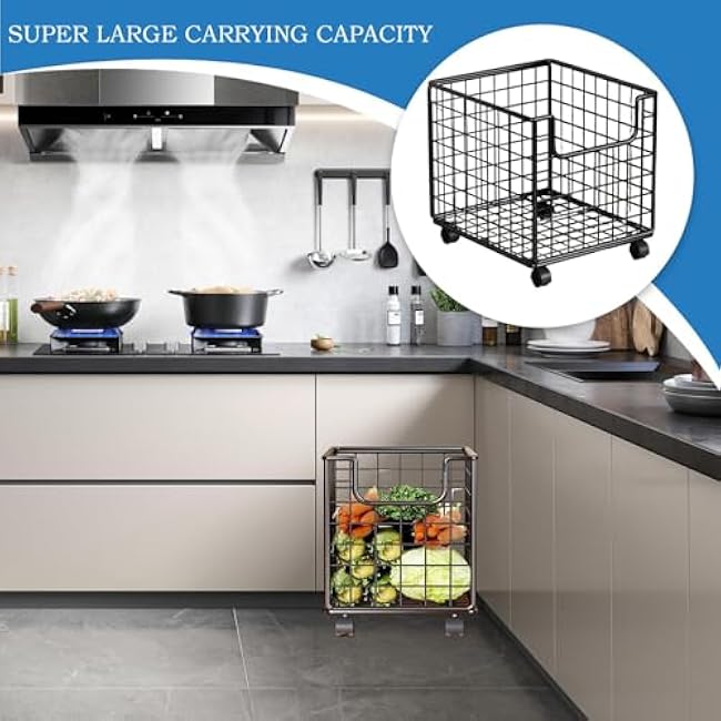 Kitchen Storage Cart ¨C Rolling Basket Rack, Vegetable Organizer, Movable Trolley | Multi-Layer Storage Solution, Space-Saving Design for Bathroom Bedroom Laundry Fruit Toys-XhPPznZR