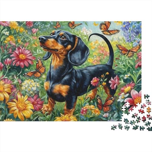Puzzle de 1000 piezas de teckel y mariposa, el regalo de relajación perfecto para adultos