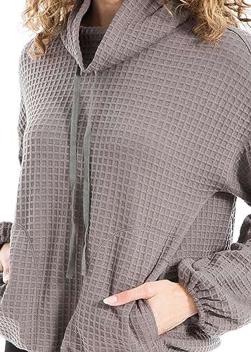 Image of Max Studio womens Max Studio Women's Cowl Neck Long Sleeve Waffle Knit Pullover
