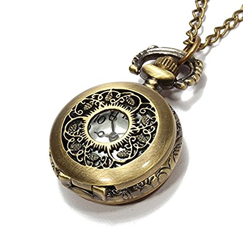 Grifri Unisex Reloj de Bolsillo con Cadena Cuarzo Collar Bronce Vintage Luxus Colgante Padres Regalo