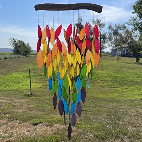 Blue Handworks Deluxe Waterfall & Driftwood Chime, Sandblasted Glass and Found Wood Handcrafted Wind Chime - Image 6