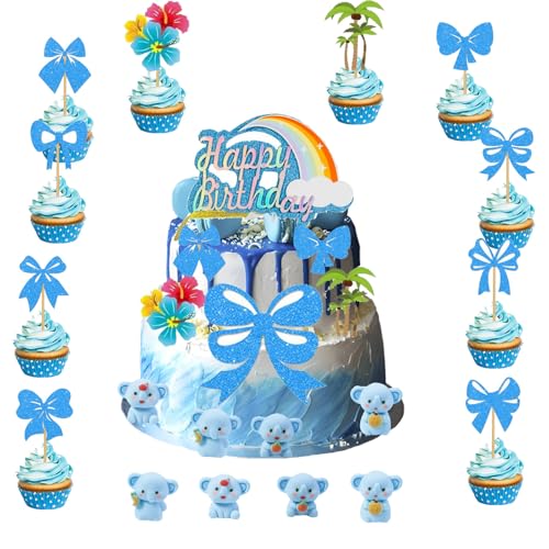 10 adornos para cupcakes + 4 juguetes decorativos de PVC para tartas, adornos para tartas para decorar cupcakes, magdalenas, otros postres, adecuados para la decoración de cumpleaños de niños y niñas