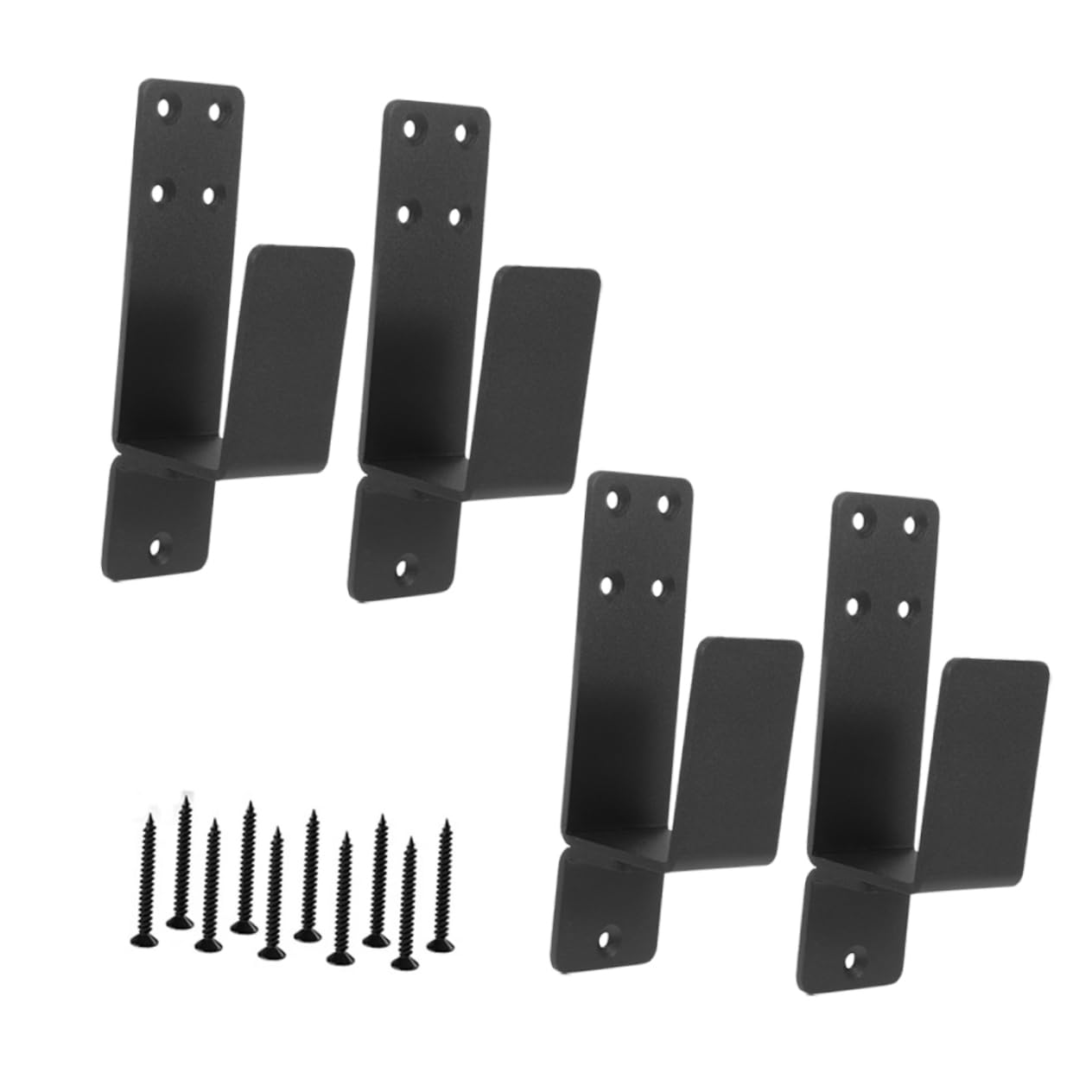 Support de Barre de Sécurité de Porte en Acier Noir, Kit 4 Pièces