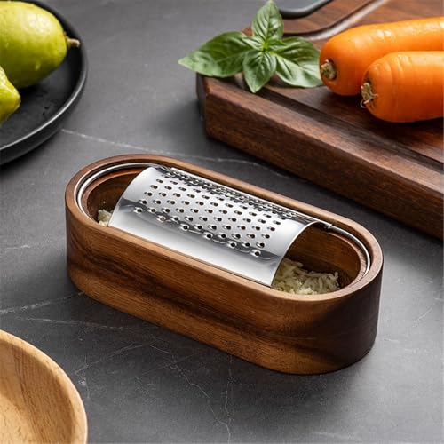 Rallador de queso de acero inoxidable con caja de madera miniatura 7