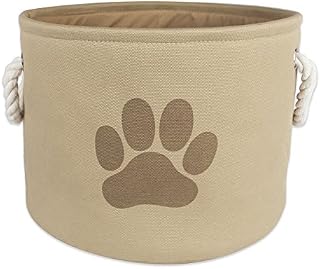 DII Bone Dry Small Round Pet Toy and Accessory Storage Bin, 12"(Dia)x9"(H), Collapsible