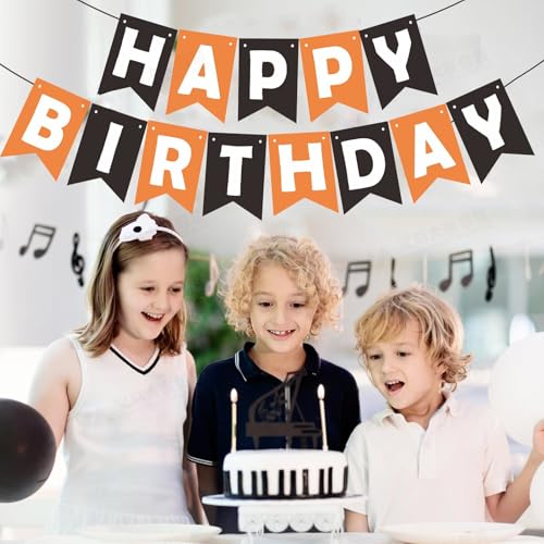 Image of ZHENGYE Black Orange Happy Birthday Banner Baby Shower Birthday Party Decorations Supplies