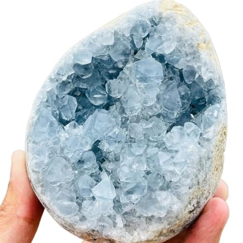 Stone Celestite Geode Stone Egg Crystal Home Office Decoration Craft Gifts Ornaments(Size:3-3.5kg)