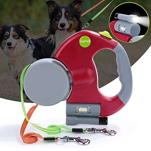 Nunbell 2 Dog Leash Retractable, Double Dog Leash, Dual Dog Leash for Small-Medium