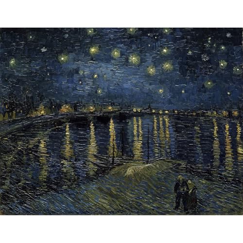 Nuit étoilée sur le Rhône Van Gogh grand tableau salon décoration murale contemporaine en toile