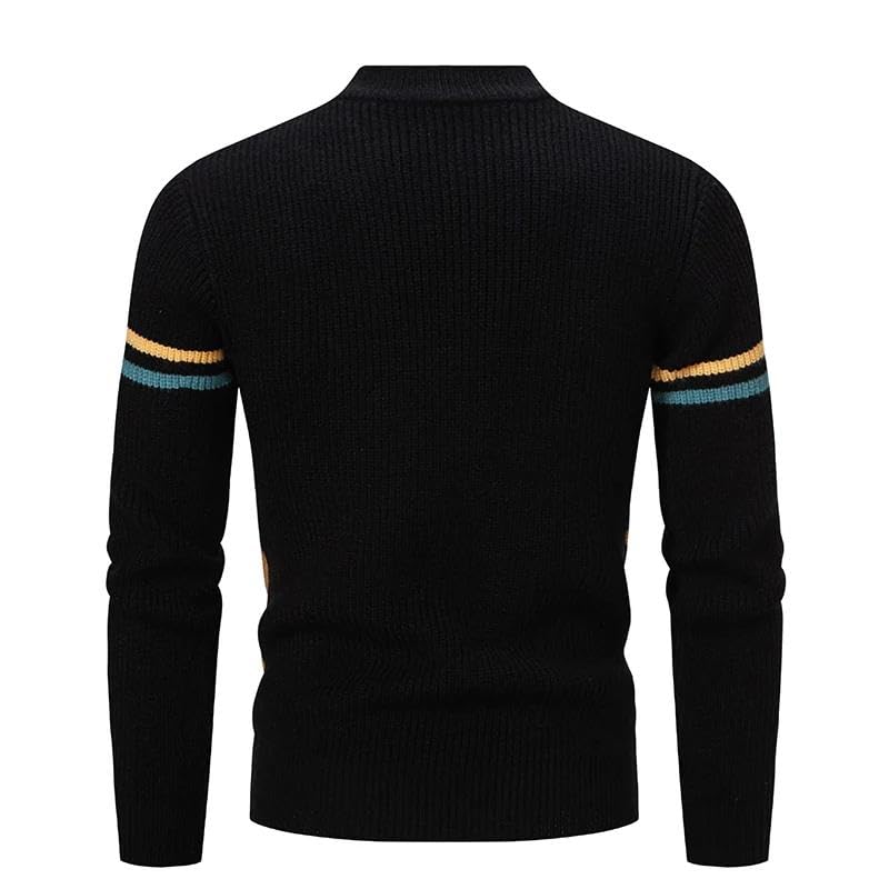 Autumn Winter Neck Men Patchwork Casual Knit Sweater Youthful Vitality Knitted Warm Pullover Man3