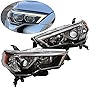 Headlight Assembly Compatible with 2014-2020 Toyota 4Runner Chrome Headlights, Passenger&Driver Slde LED Headlamp Replacement Clear Lens OEM 81130-35541+81170-35571（Left+Right）