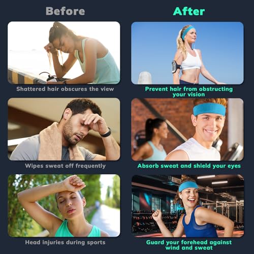 Image of Sweatbands Sports Headband for Men & Women - Terry Cloth Moisture-Wicking Sports Towel Headband for Tennis, Basketball, Running, Gym, and Fitness Working Out