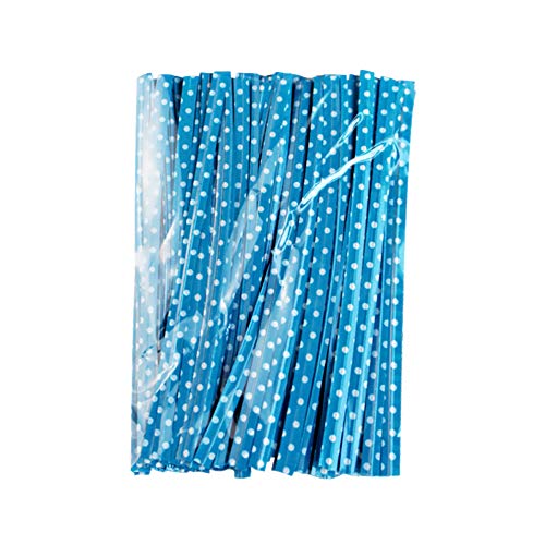 YOFASEN Lien Torsadé Dot Attache Lien - Twist Tie en Fil de Fer d'Étanchéité pour Sac pour les Pains/Biscuits/Gâteaux/Bonbons, Bleu, 100PCS Cover