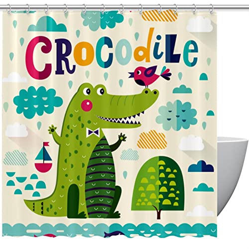 Rideau de douche pour salle de bain imperméable à motif crocodile