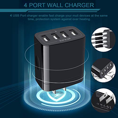 Image of AILKIN 4.8A 4-Port USB Plug Cube Brick Charging Box Wall Charger - 2-Pack, Compatible with iPhone 15 /14 /13 Pro Max, Samsung Galaxy S23 /S22 /S21 /S20