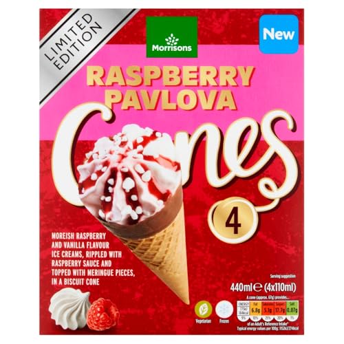 Morrisons Raspberry Pavlova Ice Cream Cone 4 x 110ml