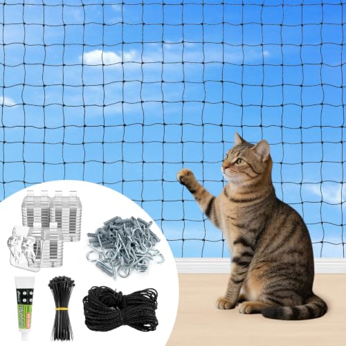 ETACCU Katzennetz für Balkon 3×4 m, Drahtverstärktes Ohne Bohren