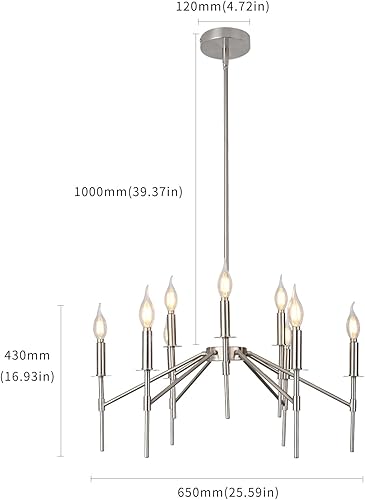 Miniatura 9 de Candelabro moderno de níquel cepillado de 6 luces, lámpara colgante Sputnik, luz colgante ajustable sobre la mesa para comedor, cocina, isla