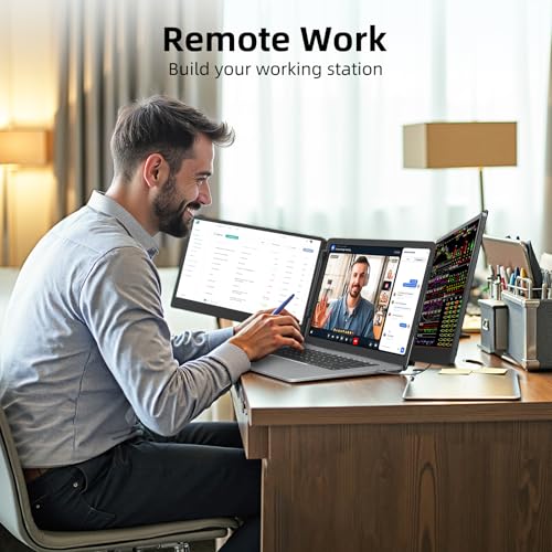 undefined ZUMWALT Laptop Screen Extender, 14" Triple Portable Monitor for Laptop, 1080P FHD Screen Extender Monitors for 13"-16.5", Monitor Extender for MacOS/Windows/Chrome (Built-in Speakers) の商品画像 5