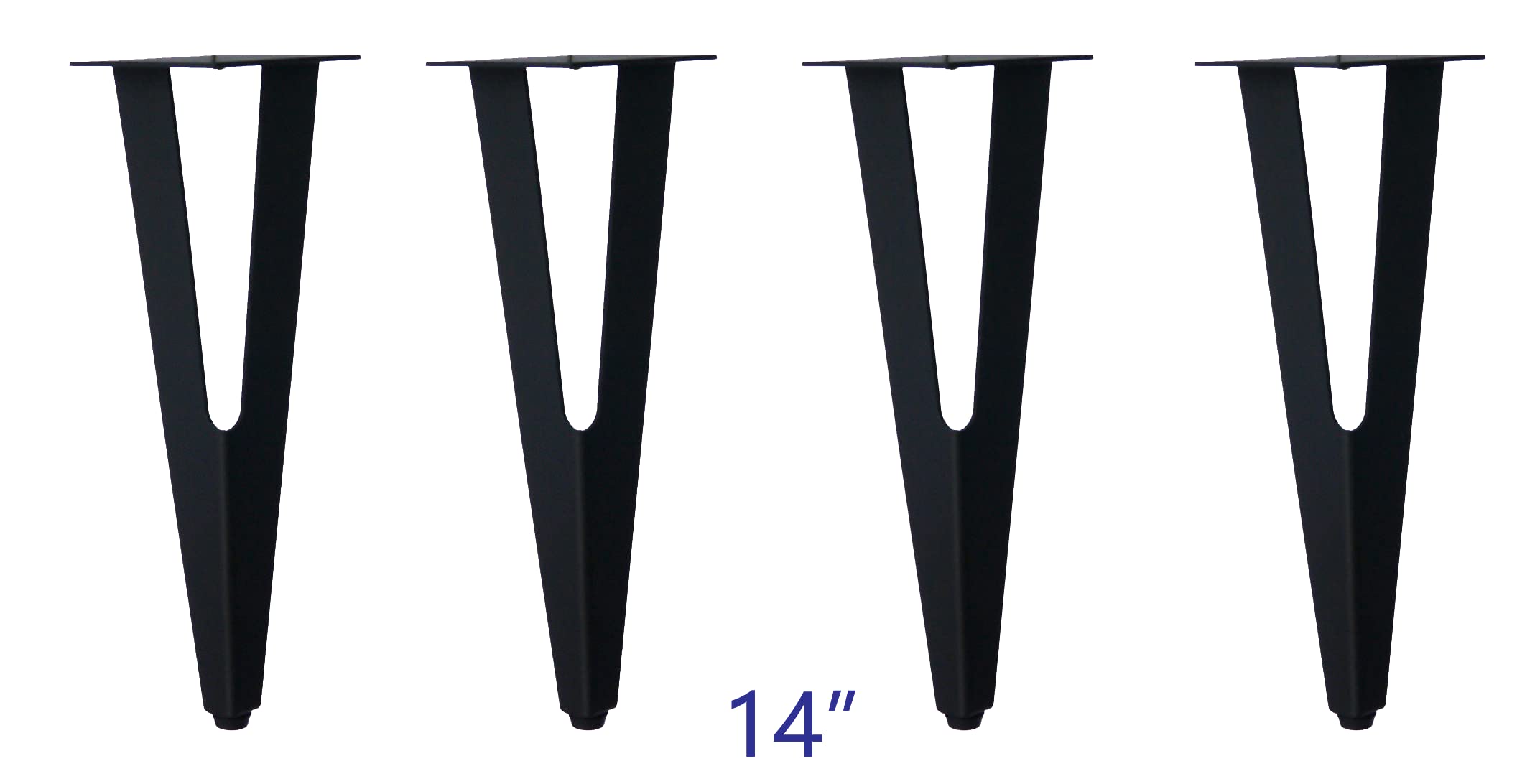 V Shape Hairpin; Set/4 28“ or 18" Metal Table Leg; Slick Modern Design (14 inch)