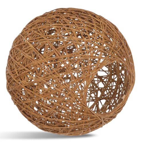 Image of ORFOFE Rattan Woven Lampshade Ball Shape Ceiling Light Cover Table Lamp Cover Durable Decorative Lamp Accessory for Living Room Bedroom Study 5.90X5.90X5.90In