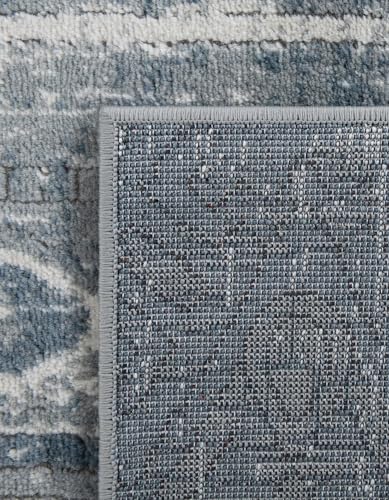 Tapete cuadrado 8 pies azul gris Rugs.com miniatura 6