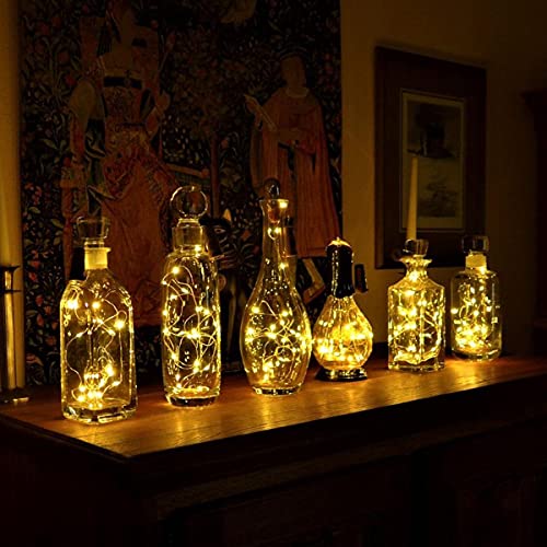Flaschenlicht 12 Stück, 20 LED Flaschenlichterkette Korken, Flaschenlicht Mit 12 Ersatzbatterien (LR44), 2M Flaschen Lichterkette, Warmweiß Flaschenlicht Korken, Lichterkette Flasche für Flasche DIY