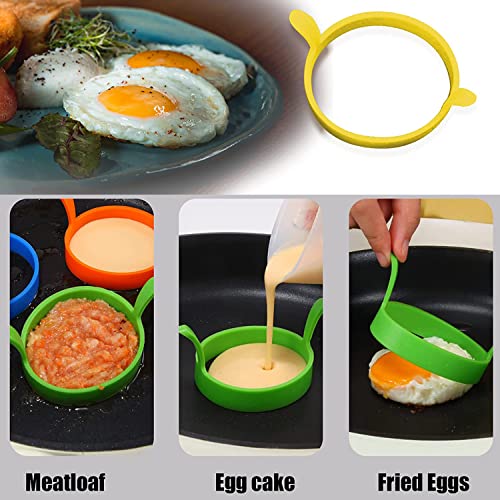 Egg Ring 4-Pack Silicone Egg Rings with Anti-Scald Handle Non Stick Coating Suitable for Egg Frying,Shaping,Pancakes,Mini Burger - Image 4