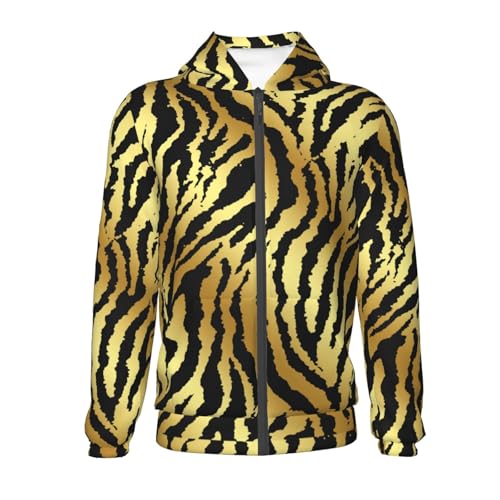 Black and Gold Animal Skin Kids Pullover Hoodies Boys Zip Up Sweatshirts Girls Athletic Clothes with Pocket2